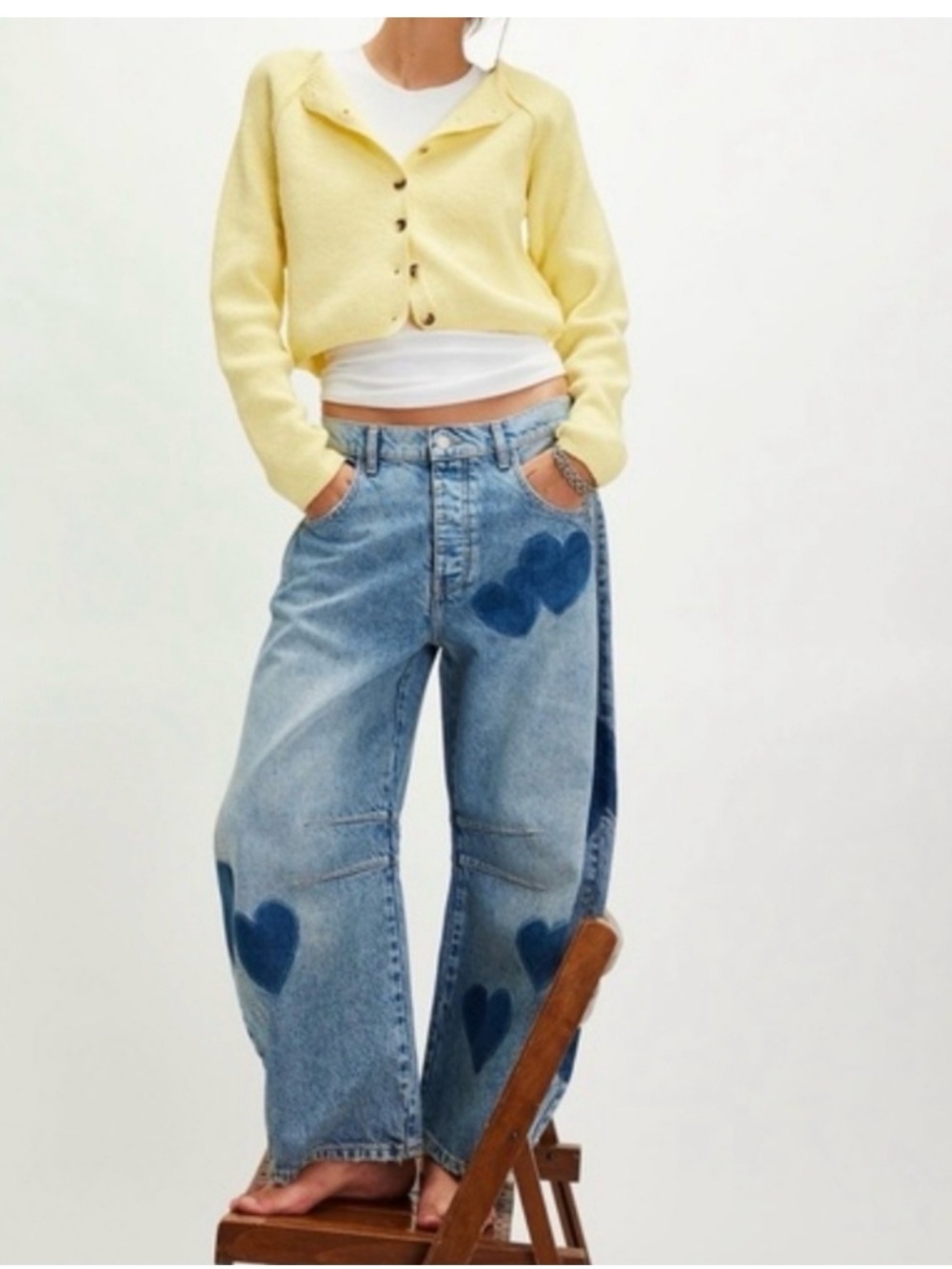 Free People We The Free Heart Shadow Jeans-Like New 24